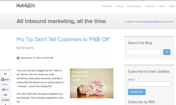 Hubspot blog exampe